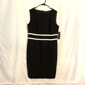 Black Label By Evan Picone Black Sleeveless Pencil Dress Women's Sz 16 NWT Lined
